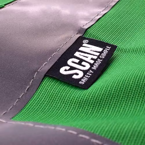 Scan Hi-Vis Utility Waistcoat, Green, Size M, 100% Polyester with Reflective Tape and Multi-Pocket Storage – 3