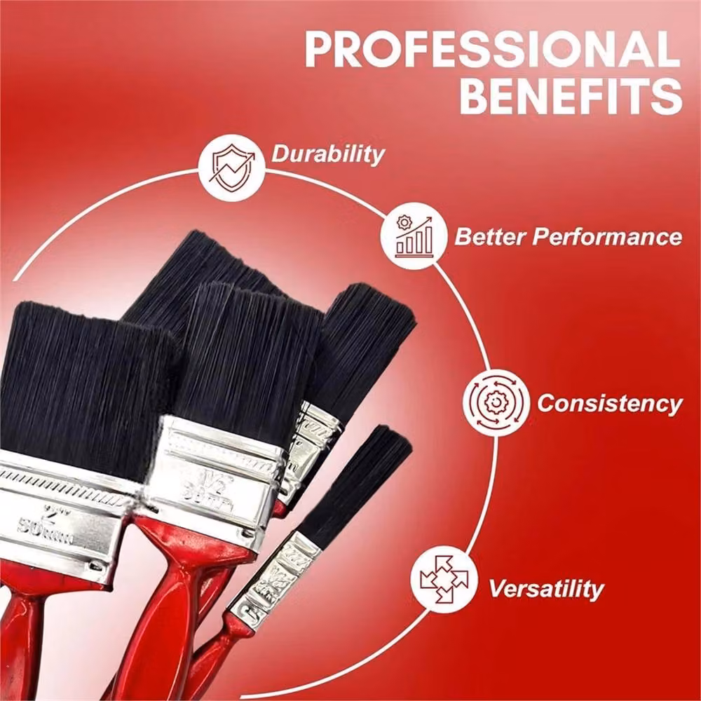EONLION 10 Pack Durable Fine Synthetic Paint Brush Set in Red for Water-Based Paints – 2