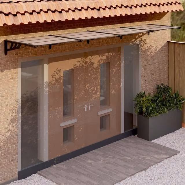 Berkfield Home Black Polycarbonate and Aluminium Door Canopy W: 396 cm, H: 90 cm – 1