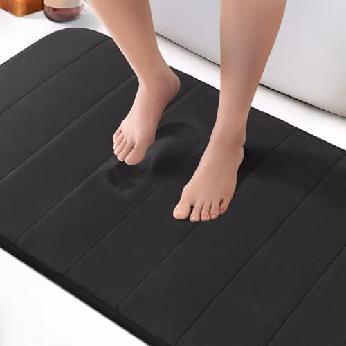 Keplin Memory Foam Bath Mat, Black, W/D: 60 x 90 cm