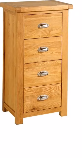 Birlea Woburn 4 Drawer Narrow Chest in Oak Brown