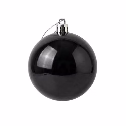 Shatchi Black Round Plastic Christmas Bauble Hanging Ornament, 20 cm – 1