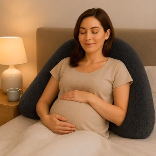 Nightzone Teddy V Shaped Maternity Pillow and Fleece Cover in Charcoal Grey for Neck and Back Support – 2
