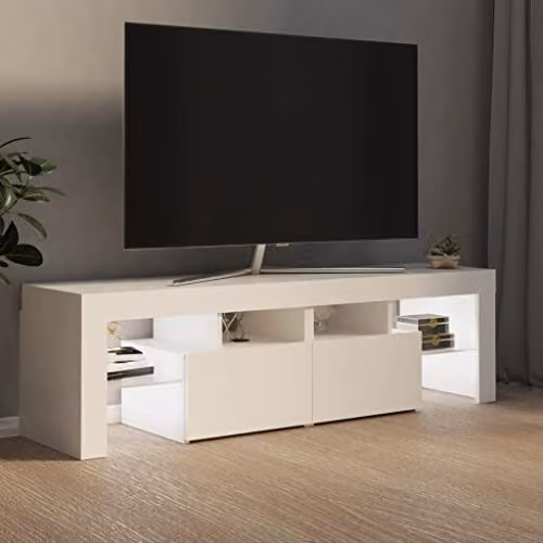 vidaXL Modern Glossy White TV Cabinet with LED Lights W/D/H: 140 x 40 x 35 cm – 2