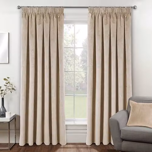 Enhanced Living Cream Velvet 100% Blackout Thermal Door Curtain Panel, Width: 168 cm, Drop: 214 cm – 2
