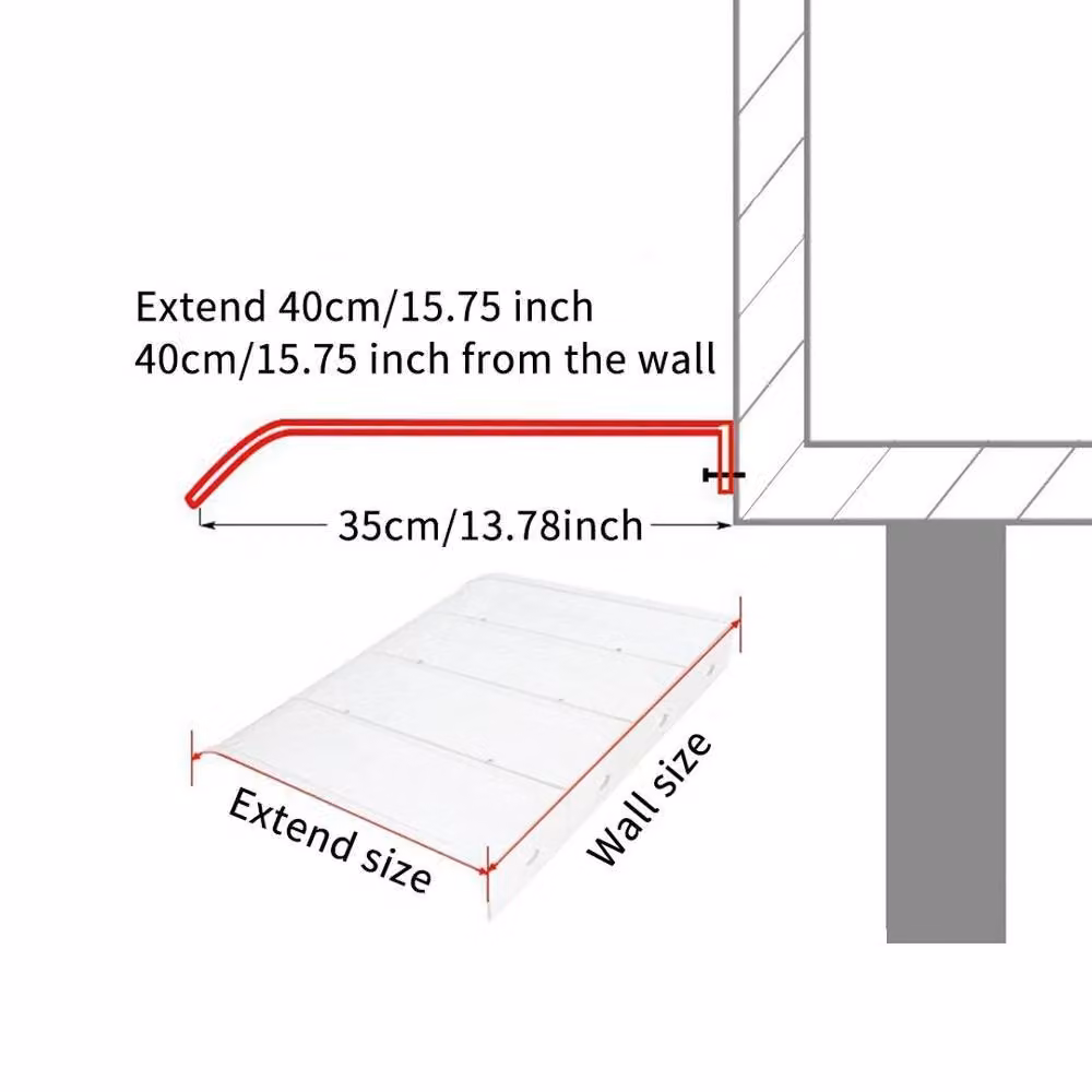 SPETLEK 3-Piece Transparent Polycarbonate Door Canopy Awning Outdoor Window Rain Shelter, W: 100 cm, D: 40 cm, H: 15 cm – 2