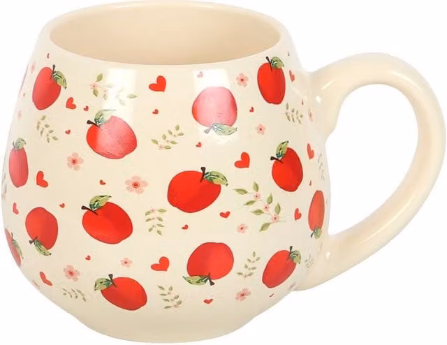 Something Different Apple Rounded Ceramic Mug in White
