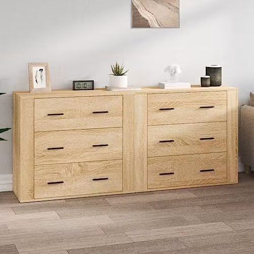 vidaXL Set of 2 Sonoma Oak Sideboards in Brown Engineered Wood – 2