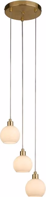 Gold and White Cluster Suspended Glass and Brass Lighting Collection Pendant Light