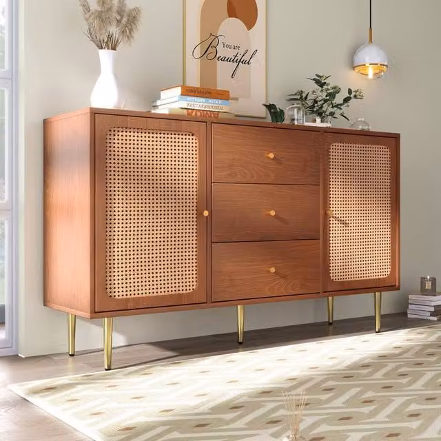 STILVORA Modern Sideboard in Brown Walnut Finish with Adjustable Shelf – 1