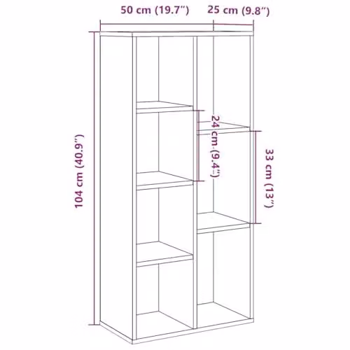 vidaXL Modern Book Cabinet in Old Wood Brown, W/D/H: 50 x 25 x 104 cm – 3