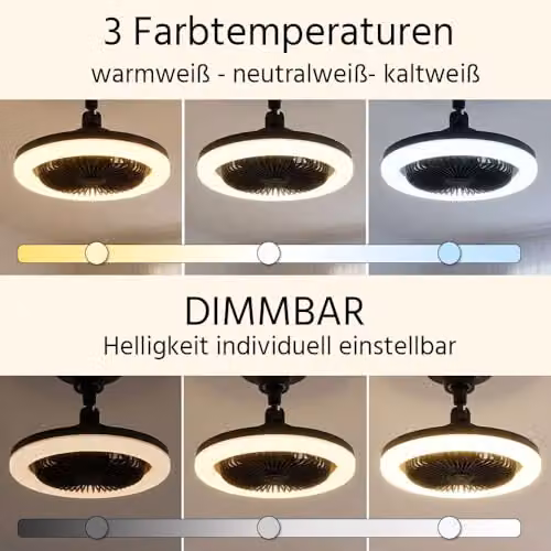 Netlighting Beliz Ceiling Fan and Light, White, Dimmable LED with Remote Control and Timer, D 106.6 cm – 4
