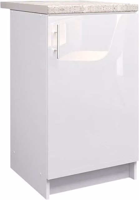 JD Greta Modern Kitchen Base Unit with Door and Shelf, Dark Grey Matt and White Gloss Worktop, Width: 50 cm