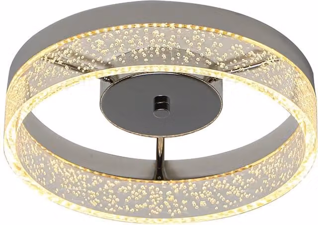 The Bath Plus TB+ Round LED Flush Ceiling Light in Chrome and Silver