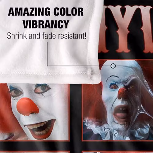 LOGOVISION It The Movie Pennywise Squares Super Soft Fleece Throw Blanket, Multicolour, W: 127 cm, D: 152.4 cm – 3