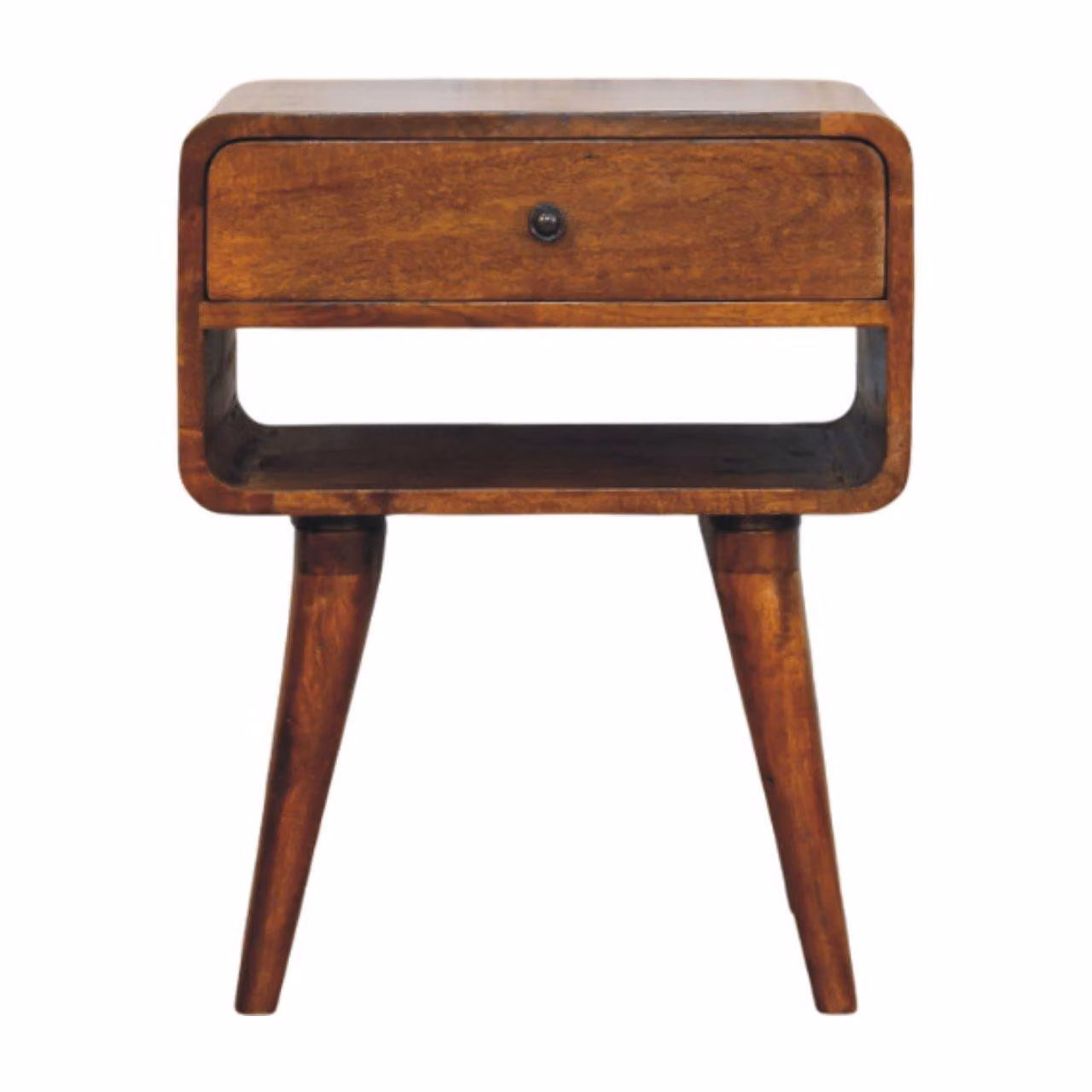 Aosom UK Solid Mango Wood Bedside Table with Drawer and Open Shelf, Brown, W/D/H: 45 x 35 x 56 cm – 2