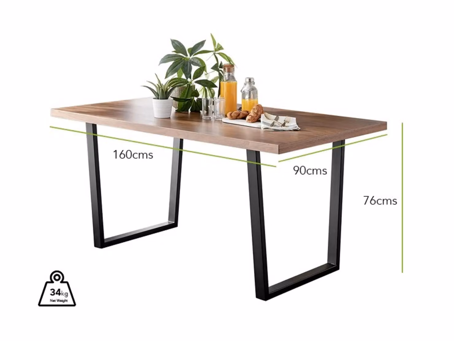 FurnitureboxUK Kylo Large Brown Wood Effect Dining Table and 6 Nora Light Grey Velvet Chairs with Black Legs – 3