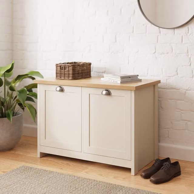 GFW Lancaster 2 Door Shoe Storage Cabinet in Yellow, Grey or Beige
