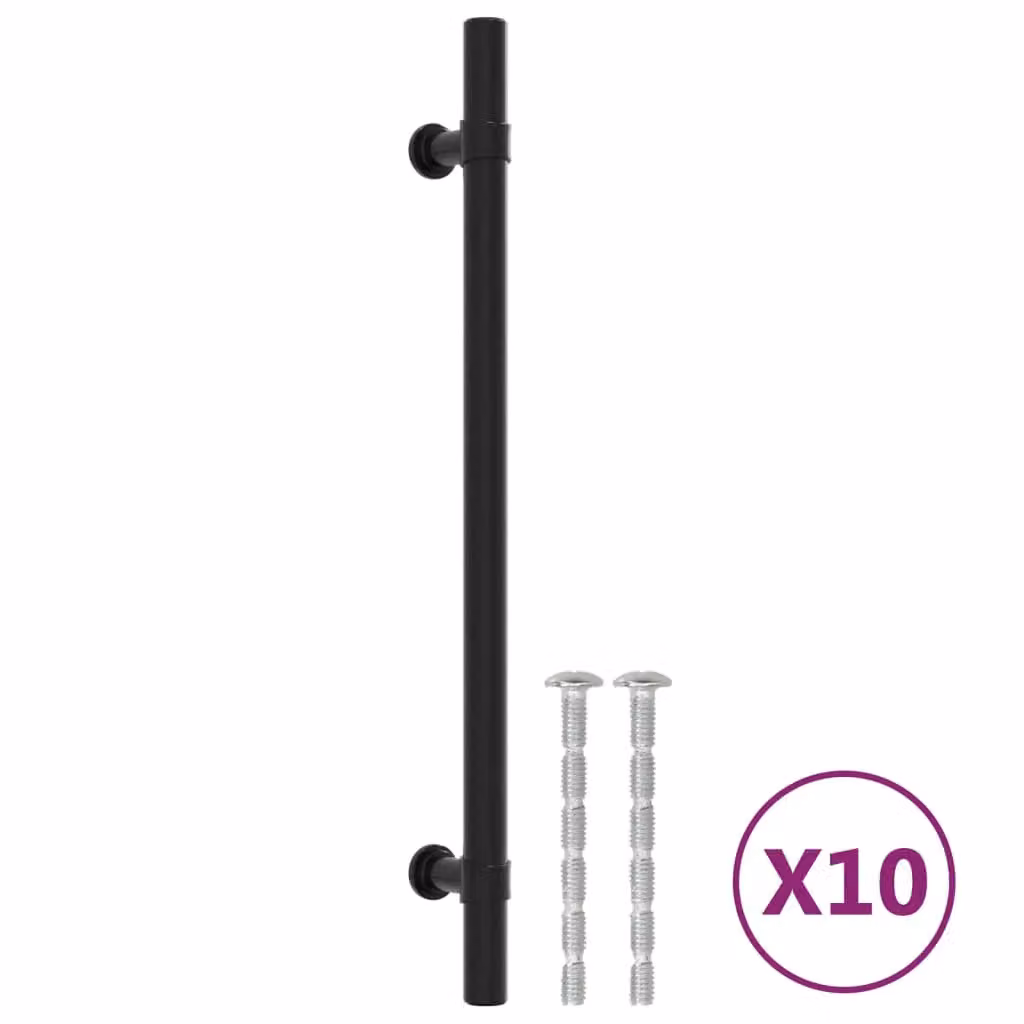 Berkfield Home Matt Black Stainless Steel Bar Cabinet Handles, 10 Pack, Length: 192 mm – 2
