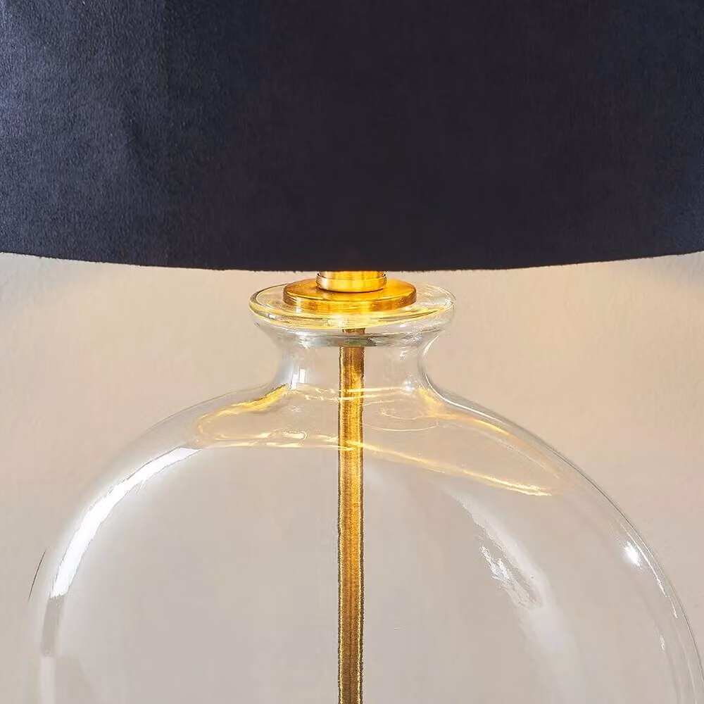 Loops Round Feature Table Lamp with Clear Glass and Antique Brass Finish – 4
