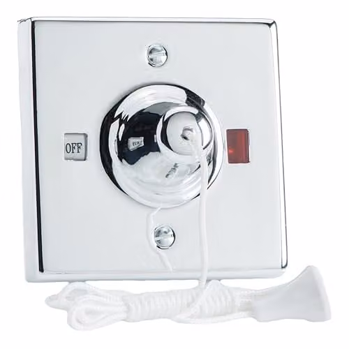 Varilight 45A Pull Cord Switch with Neon Chrome Effect in Grey
