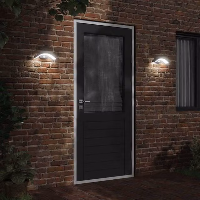 Berkfield Home Outdoor LED Wall Light with Motion Sensor and Timer, Black Aluminium