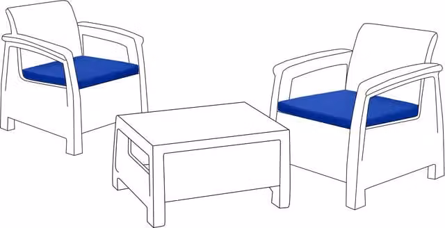 Gardenista Blue Polyester Square Outdoor Rattan Chair Seat Pads, 2-Piece Set