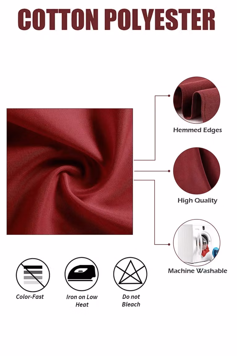 Neel Blue Reusable Polyester Table Napkins, 10 Pack, Burgundy