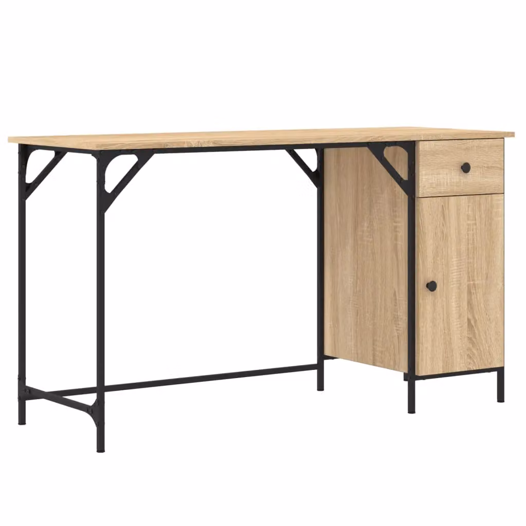 Berkfield Home Computer Desk in Sonoma Oak Brown, W/D/H: 131 x 48 x 75 cm – 2