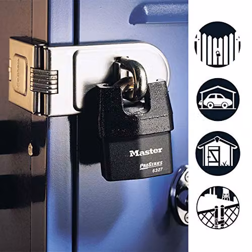 Master Lock Wrought Steel Single Hinged Hasp, Silver, W: 16 cm, D: 4.5 cm – 2