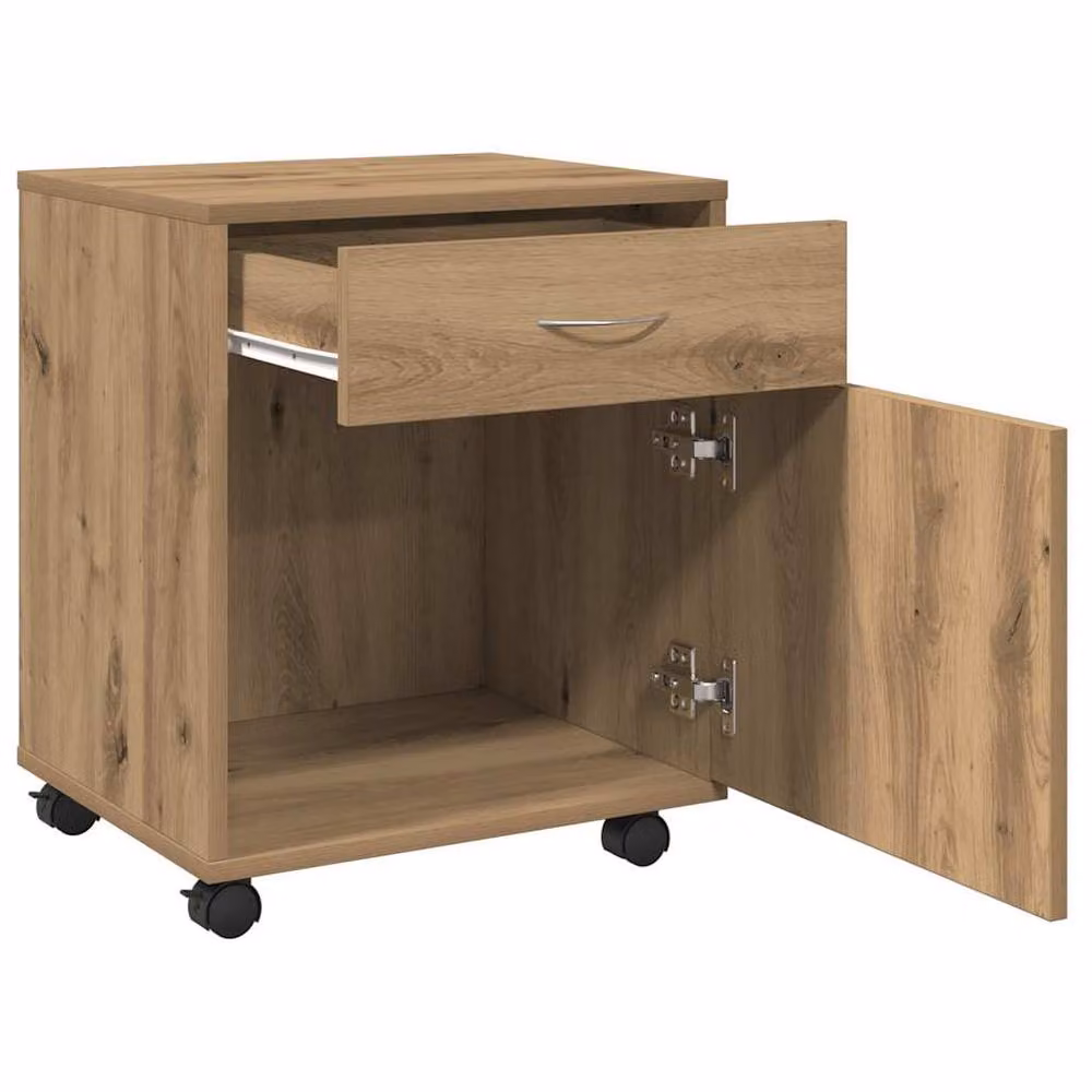 Berkfield Home Artisan Oak Rolling Cabinet in Brown, W: 45 cm, D: 38 cm, H: 54 cm – 4