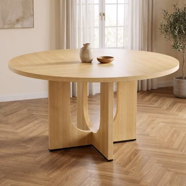 STILVORA Round Dining Table in Light Oak, Diameter: 120 cm, Height: 75 cm
