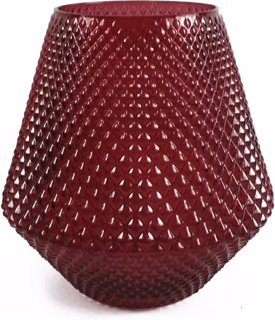 Botanik Geometric Round Glass Tabletop Vase in Pink, H 23 cm x W 22 cm