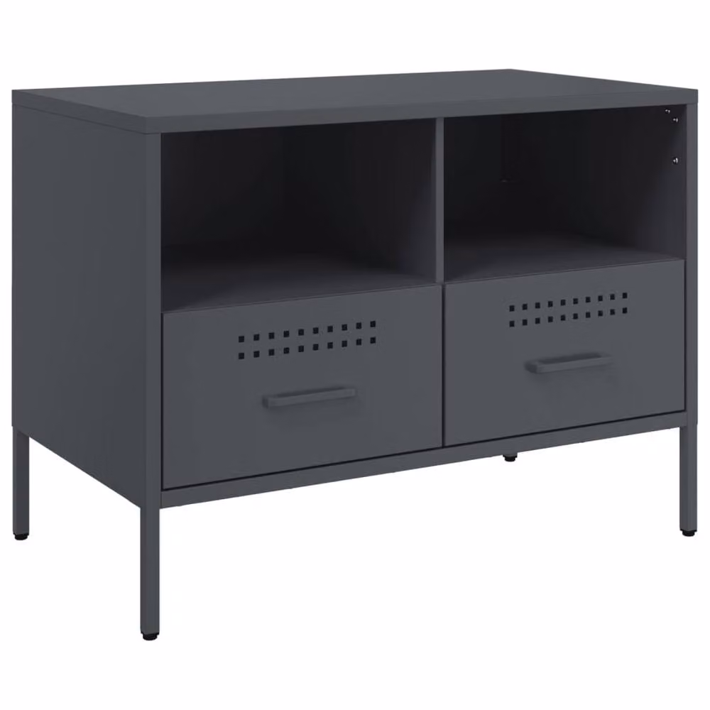 Berkfield Home TV Cabinet in Anthracite Grey Metal, W: 68 cm, D: 39 cm, H: 50.5 cm – 3