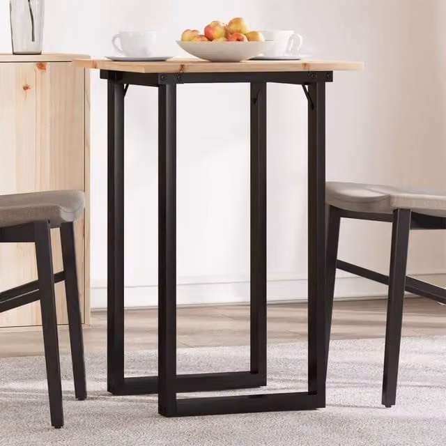 Berkfield Home O-Frame Square Dining Table in Brown Solid Pine and Steel, W/D/H: 50 x 50 x 75 cm
