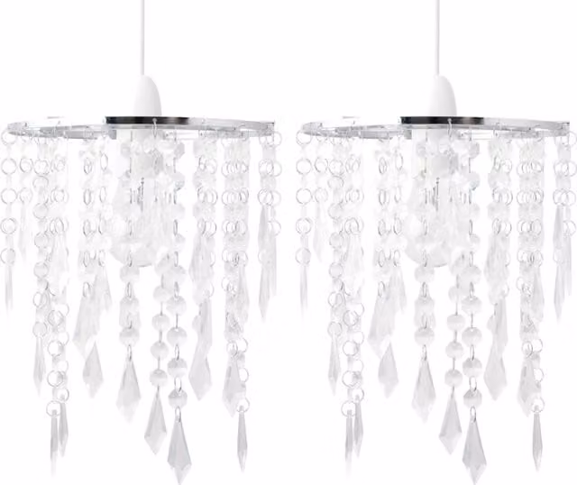 First Choice Lighting Set of 2 Modern Round Chrome and Transparent Jewel Light Shades – 1