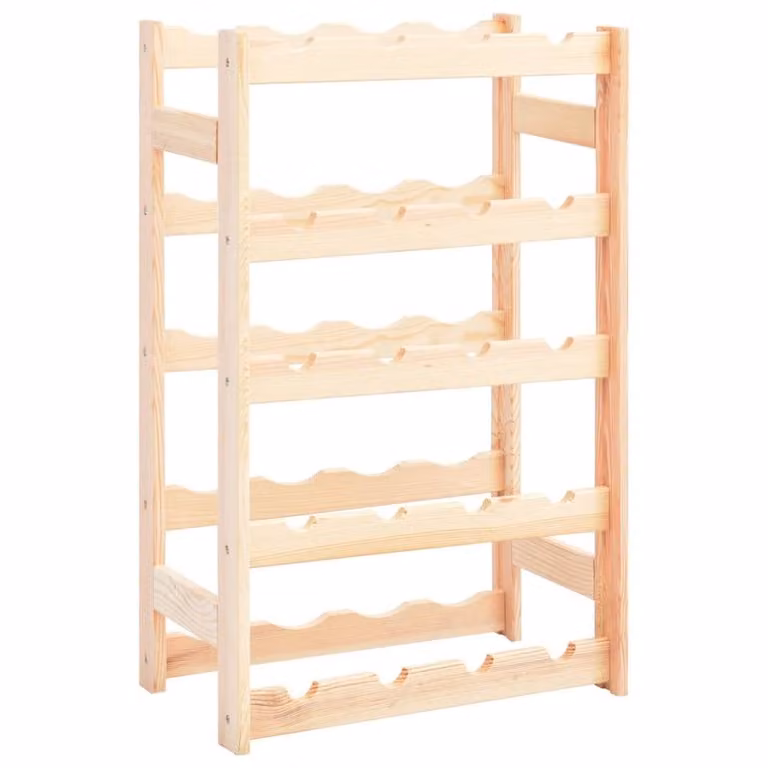 Berkfield Home Wall Mounted Pinewood Wine Rack for 20 Bottles, Beige, W/D/H: 70 x 25 x 43 cm