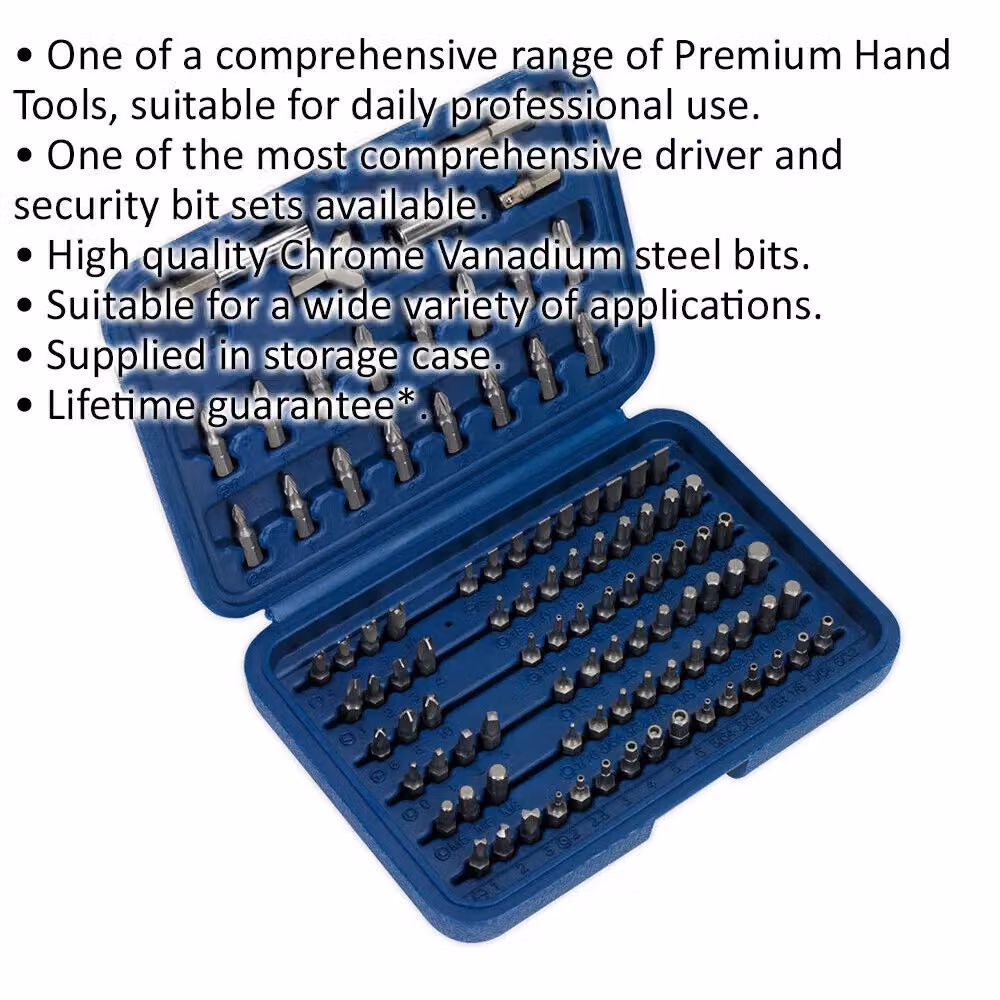 Loops 100 Piece Power Tool Security Screwdriver Bit Set in Chrome Vanadium Steel, Silver and Blue – 2