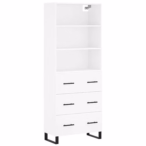 vidaXL Industrial Style Highboard Sideboard in White Engineered Wood with Drawers and Shelves