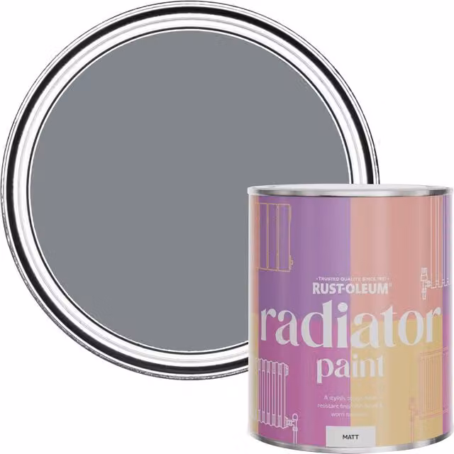 Rust-Oleum Matt Grey Radiator Paint, Mineral Grey, 0.75 l