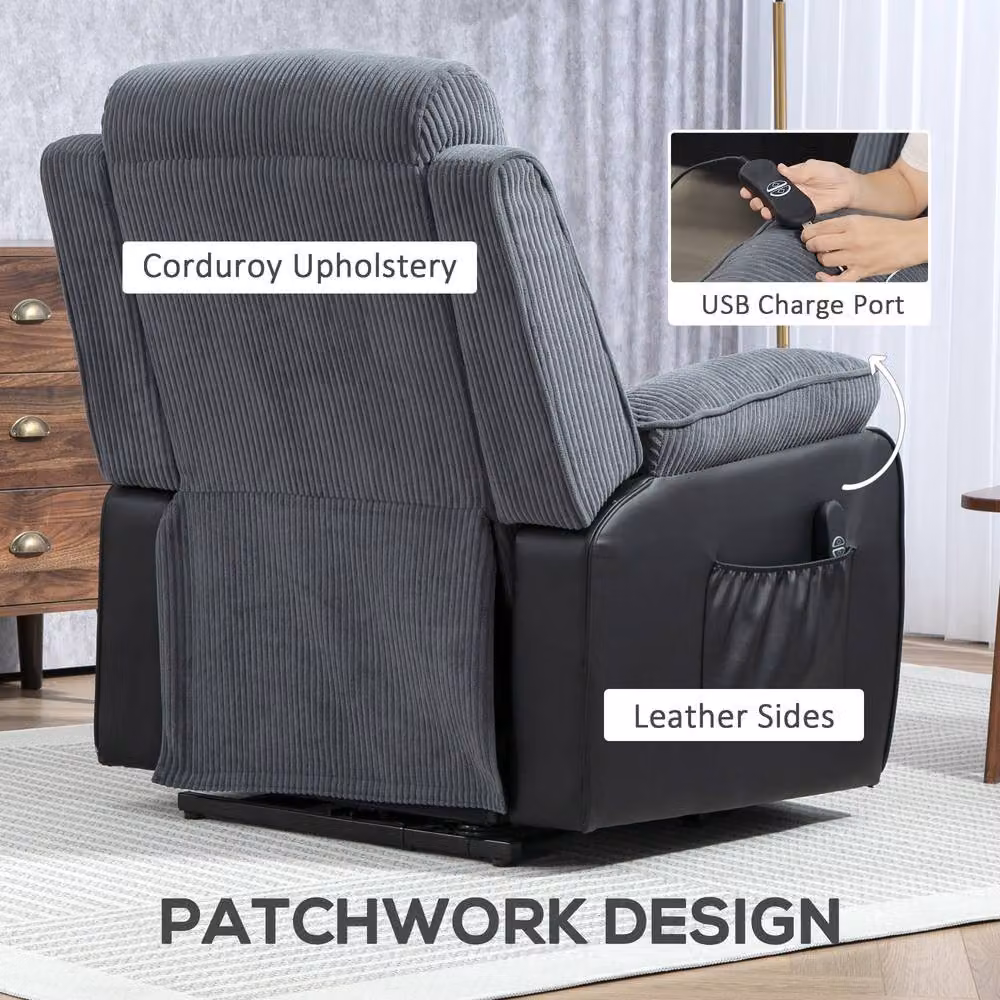 STILVORA Dark Grey Electric Lift Recliner Armchair with USB – 8