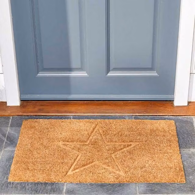 Garden Mile Natural Coir Star Door Mat in Brown