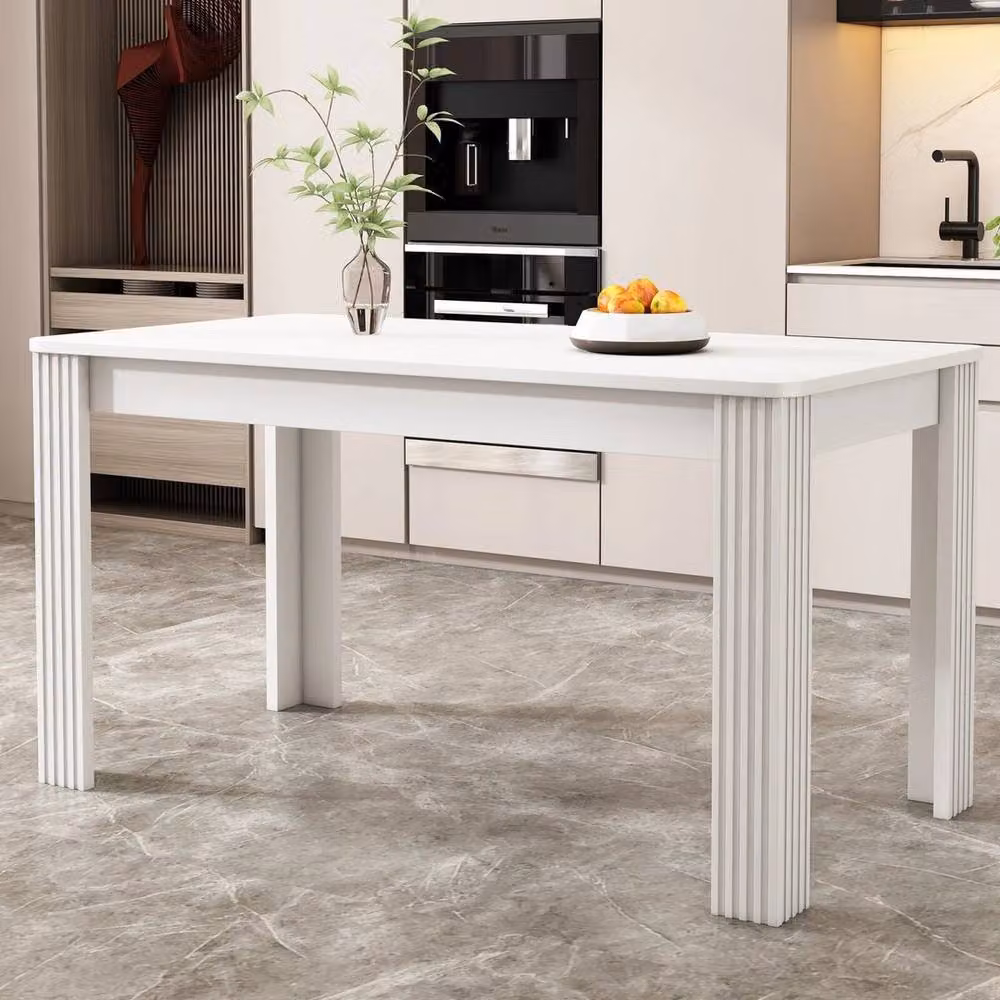 KORVIXA White Modern Rectangular Wood 4-Seater Dining Table W/D/H: 100 x 100 x 100 cm – 2