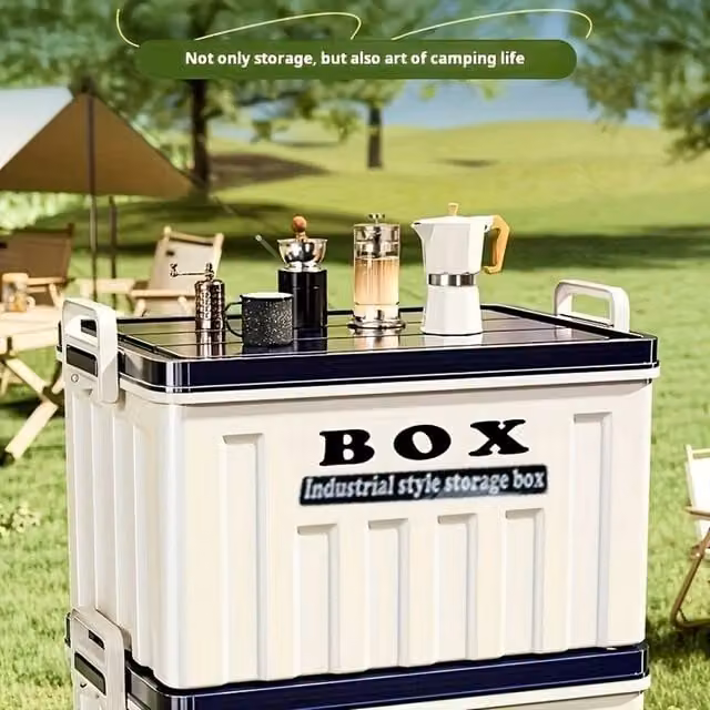 NESTLUNE White Industrial Style Plastic Storage Box with Lid