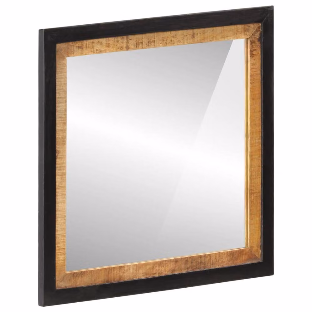 Berkfield Home Rectangular Wall Bathroom Mirror in Brown with Glass and Solid Wood, W: 55 cm, D: 1 cm, H: 60 cm – 2