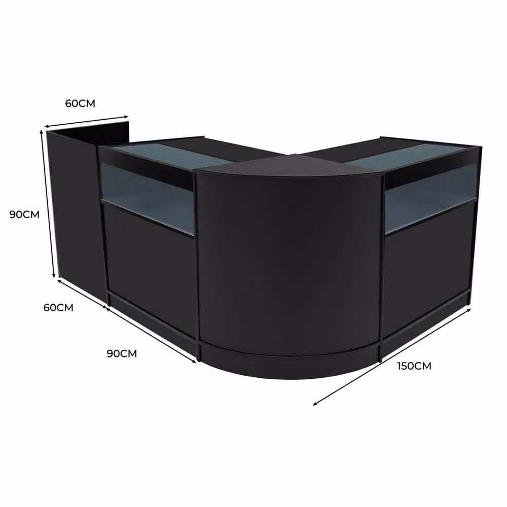 Monstershop Luna LED Shop Counter Set in Black with Glass Details (CM60, TB60 and 2 x B900) – 2