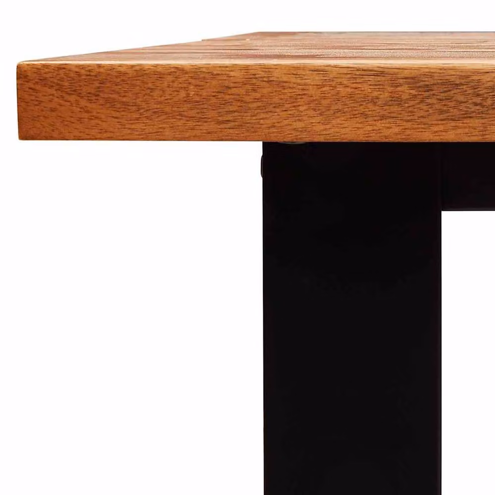 Berkfield Home Beautiful Live Edge Acacia Solid Wood Dining Table in Brown, W/D/H: 160 x 80 x 75 cm – 6