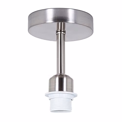 Happy Homewares Metal Industrial Style Ceiling Light Fitting in Silver, W/D/H: 12 x 12 x 17 cm