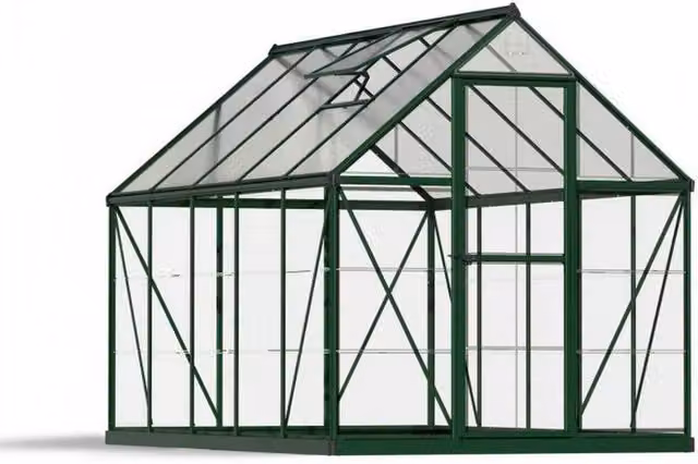 Palram Hybrid Polycarbonate Greenhouse in Green, W: 185 cm, H: 208 cm, L: 306 cm – 8