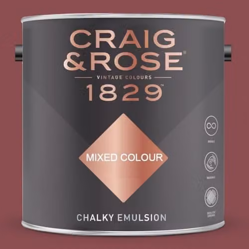 Craig & Rose 1829 Medici Crimson Chalky Emulsion Matt Water Based Paint, 2.5 l